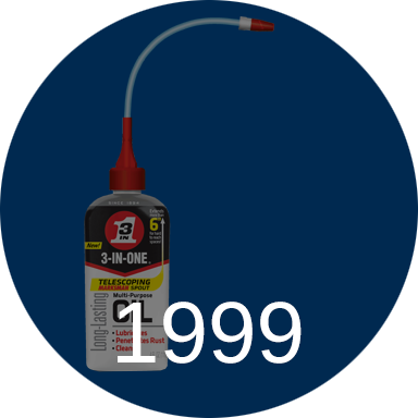 Also in 1999, WD-40 Company added to its 3-IN-ONE product line a new delivery system, the Telescoping Spout . Reminiscent of an old-time oilcan, the plastic bottle comes with a five-inch extendable spout designed to get at hard-to-reach places. The 3-IN-ONE Telescoping Spout has won numerous awards since its launch.